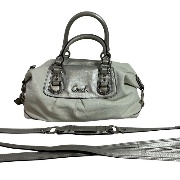 Coach ASHLEY SATCHEL Silver Ivory Shoulder Strap + BONUS Crossbody Strap F15445 - Picture 1 of 14